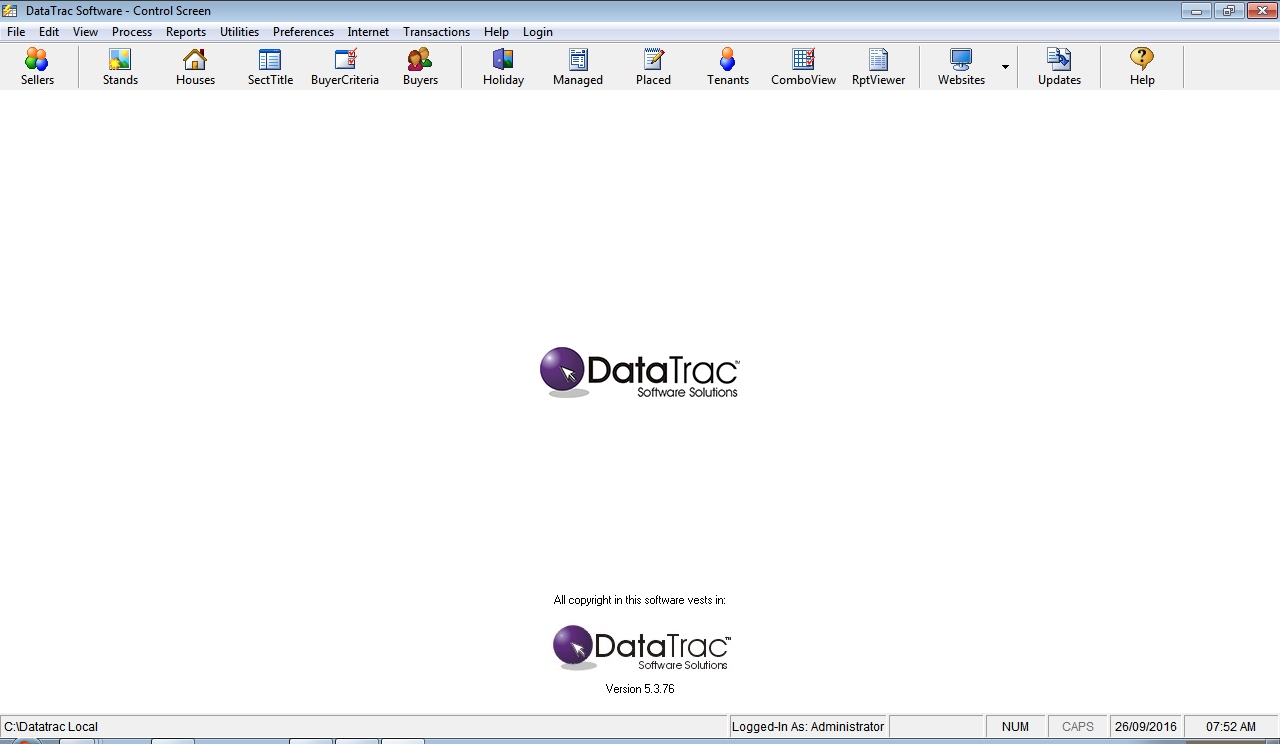 Management Screen Datatrac